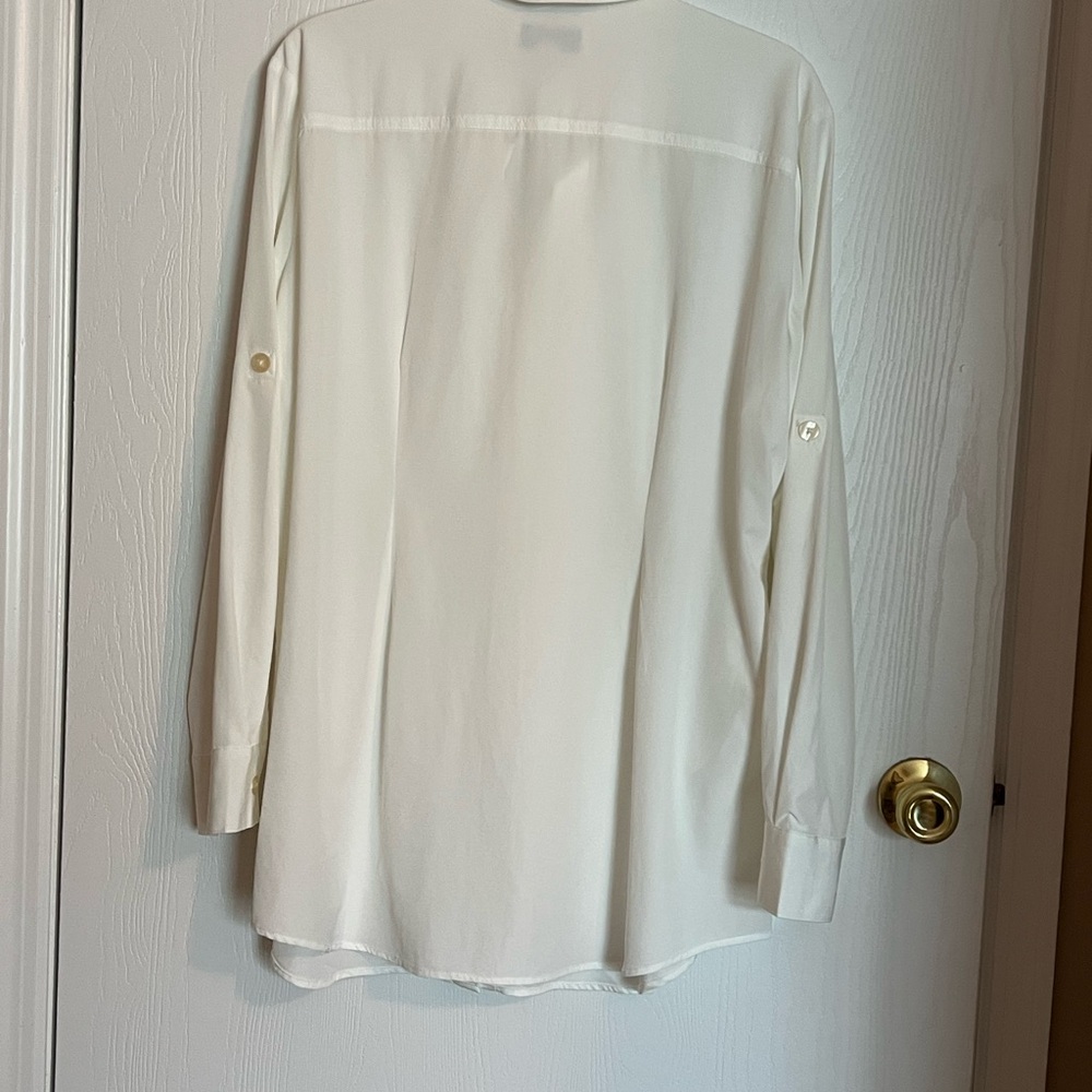 Coolibar White UPF 50+ Button Down Roll Tab Sleeve Tunic Shirt Large - Picture 3 of 8